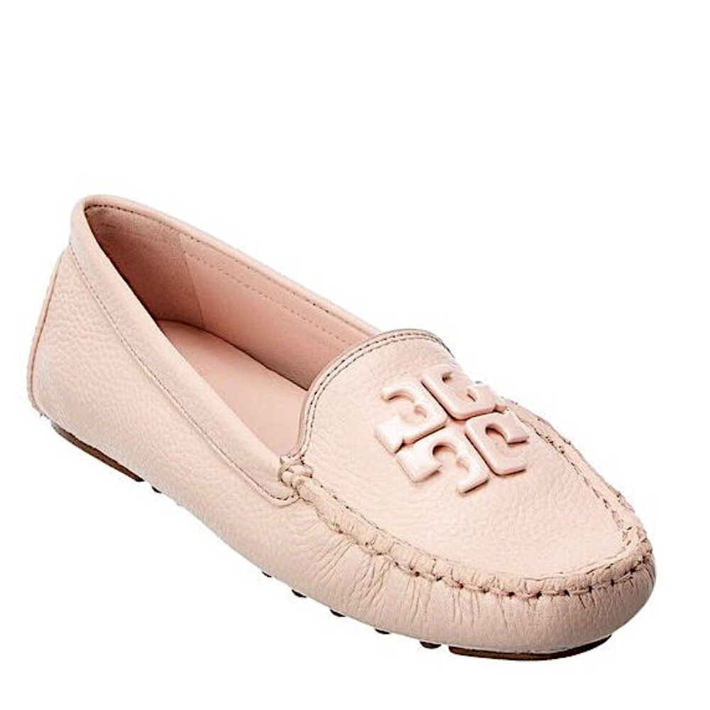 New Tory Burch Lowell 2 Tumbled Leather Driving Loafer pink